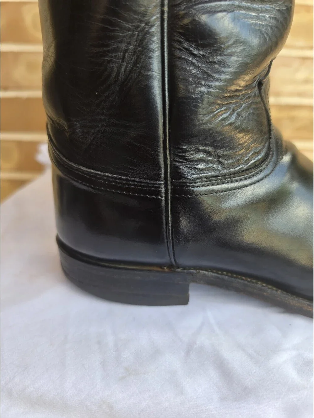 Vintage Justin Roper Boots Mens 10.5 D Black Leather Cowboy Western USA 3133